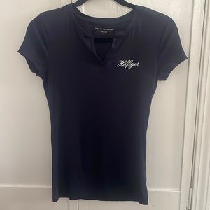 Tommy Hilfiger Embroidered Logo V-Neck Tee